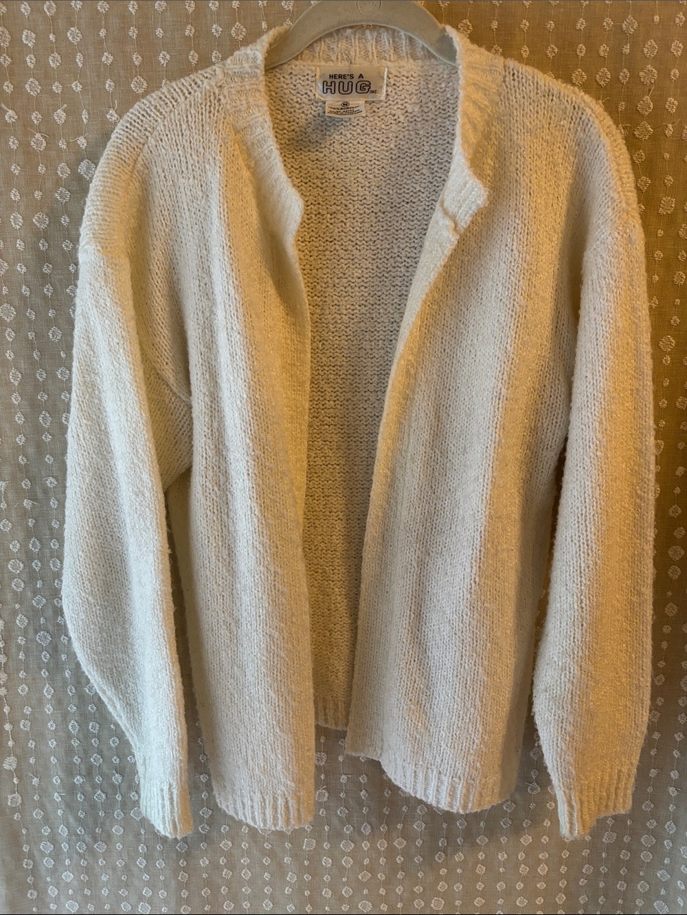 Cream Open-Front Knit Cardigan